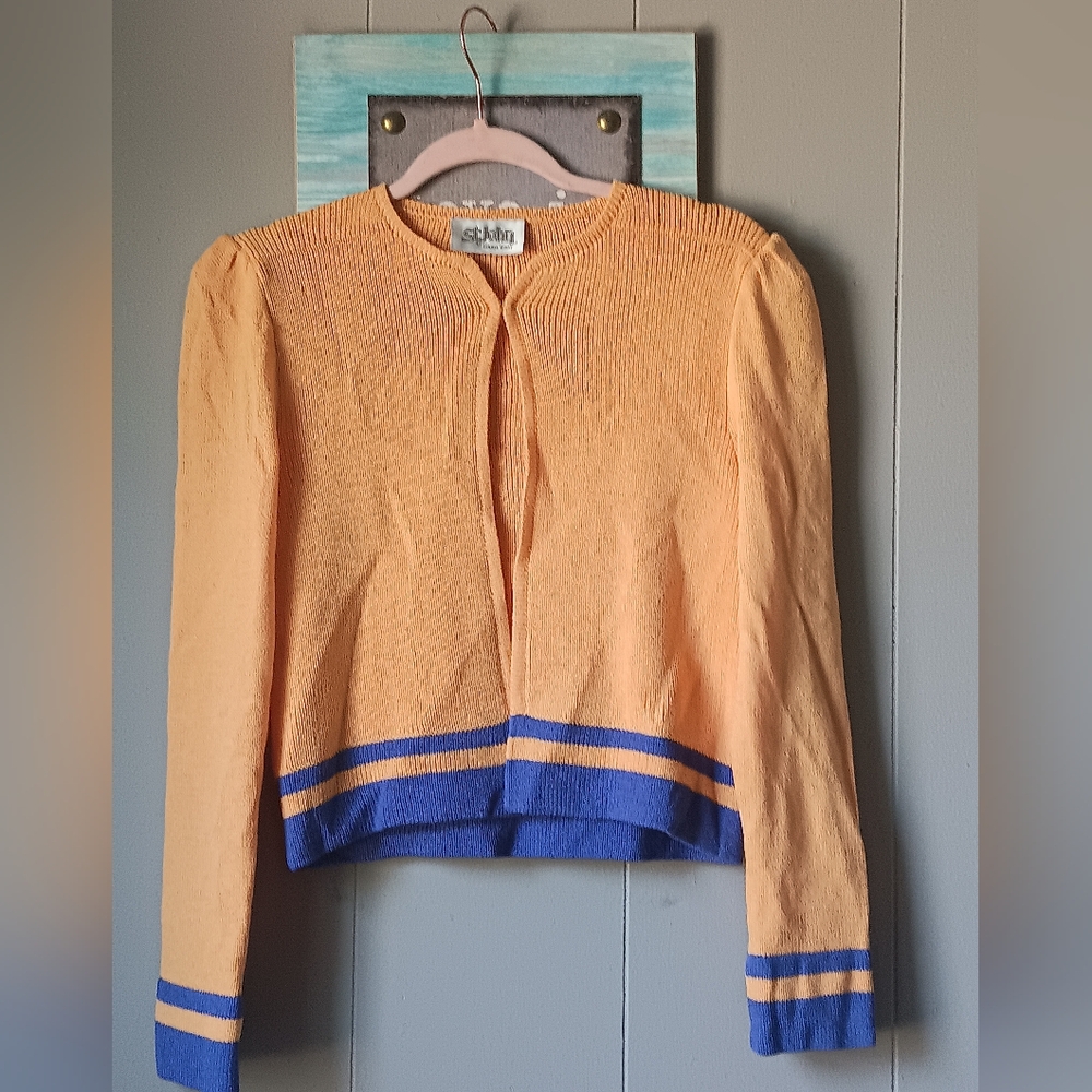 Vintage ST. JOHN 80s Gold & Purple  Long Sleeve Sweater Size M⚘️